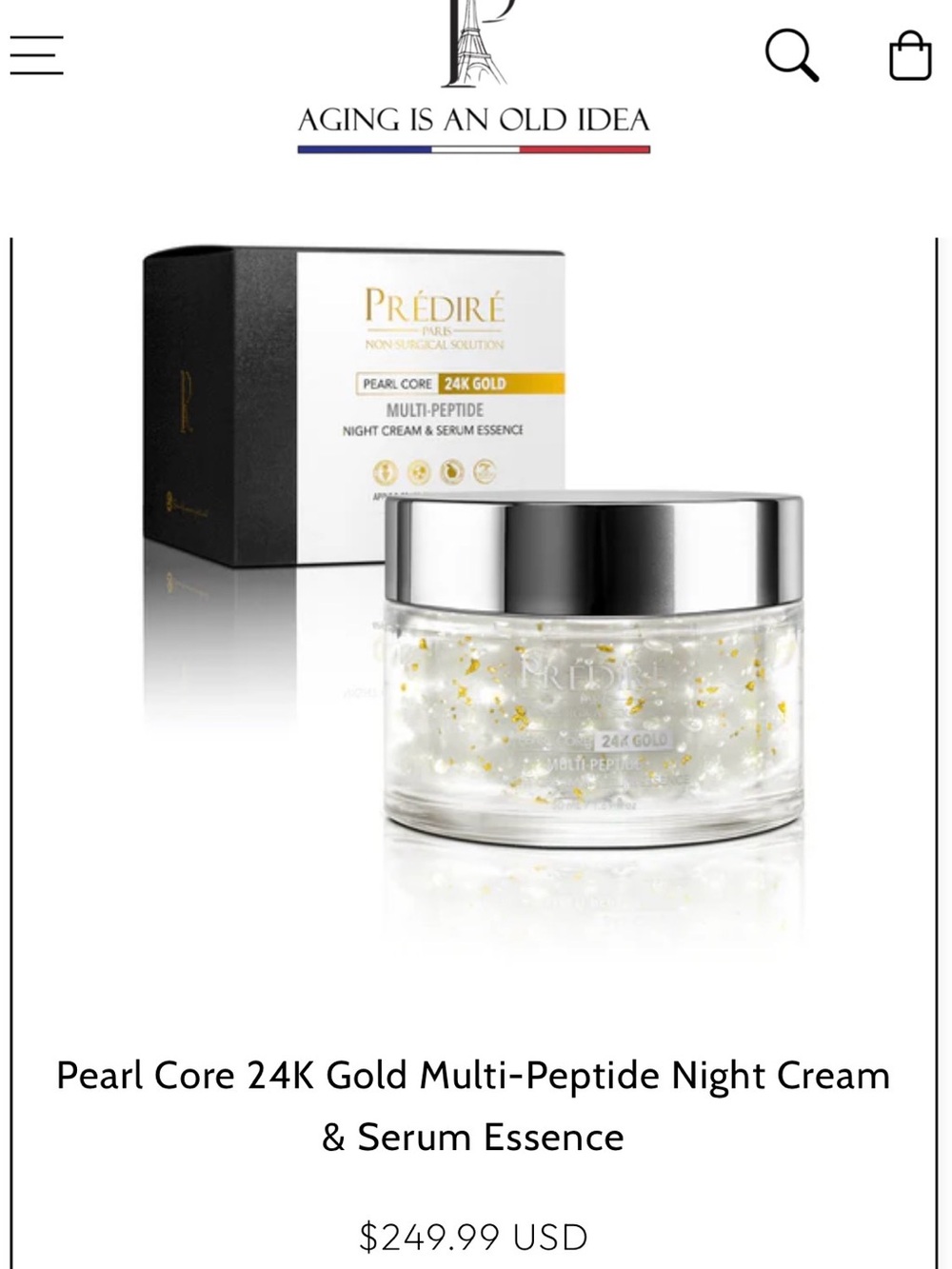 Predire Pearl Core 24K Gold Multi-Peptide Night Cream & Serum Essence -